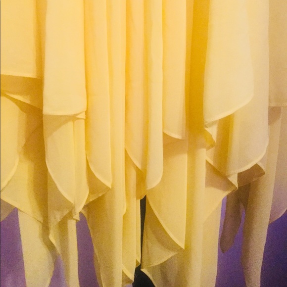 YELLOW HIGH NECK HANDKERCHIEF MIDI DRESS - Picture 8 of 9